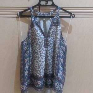 Flower print silk halter top